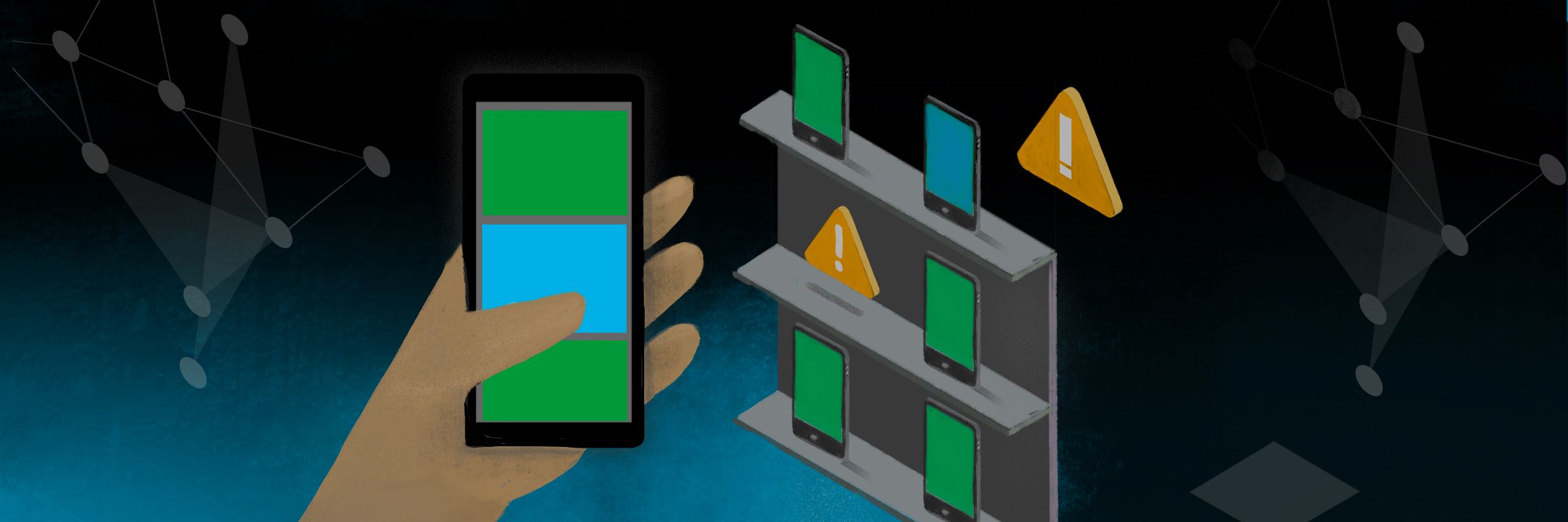 Illustration of mobile app with cloud infrastructure and security features