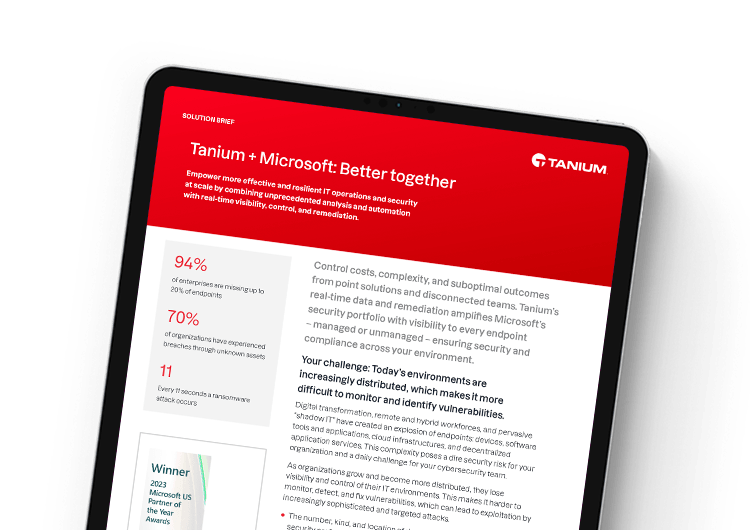 Immagine in evidenza mobile. Sintesi sull’integrazione di Tanium e Microsoft