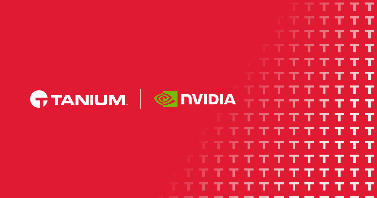 Tanium e i loghi NVIDIA su sfondo rosso