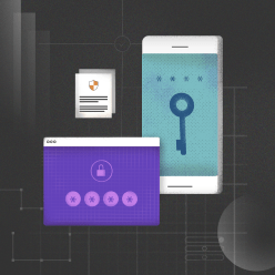 Illustrazione con icone delle funzionalità di " App " e di sicurezza per dispositivi mobili