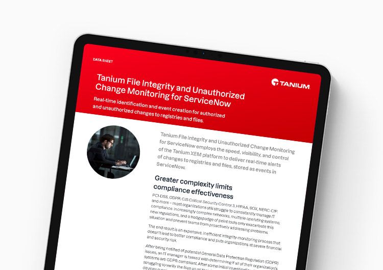 Integrità dei file Tanium e monitoraggio delle modifiche non autorizzate per ServiceNow