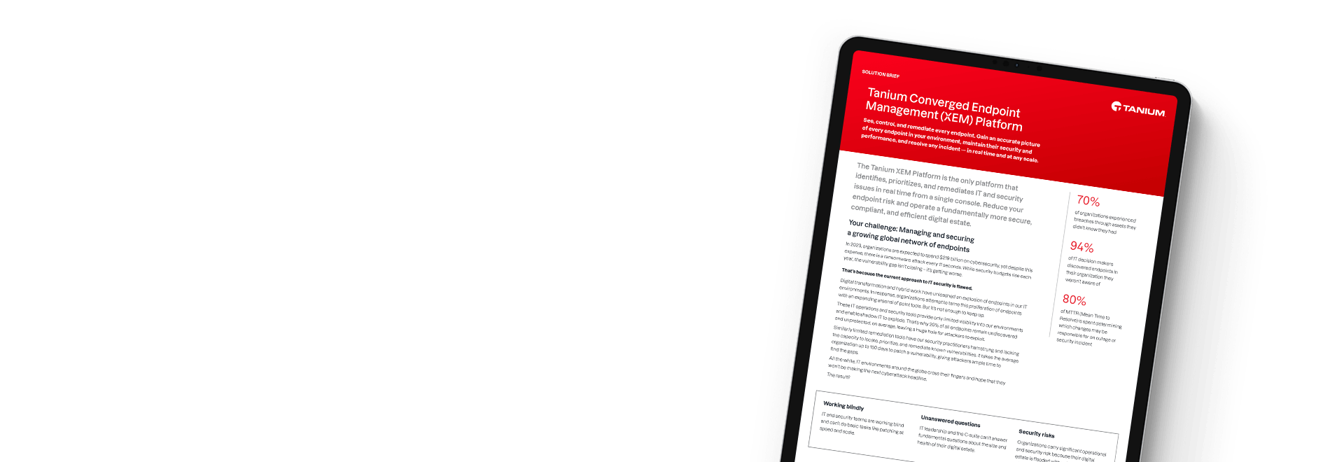 Mockup tablet della soluzione brief "Converged Endpoint Management (XEM) Platform"