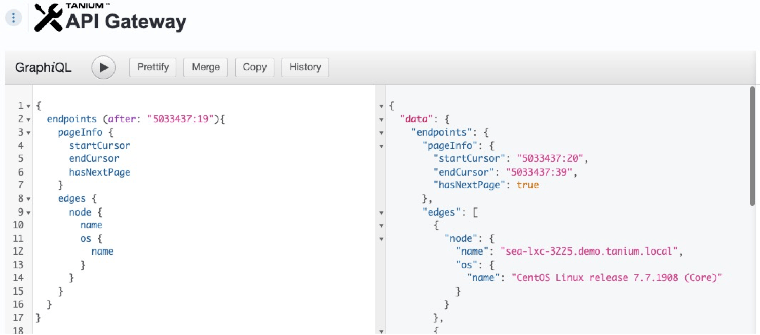 Screenshot 6: Passaggio al set di dati successivo tramite il cursore in GraphQL
