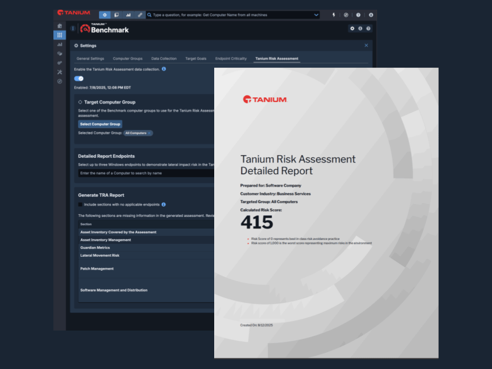Figura 1: Copertina del Benchmark “ Tanium ” e della valutazione “ Tanium Risk ”