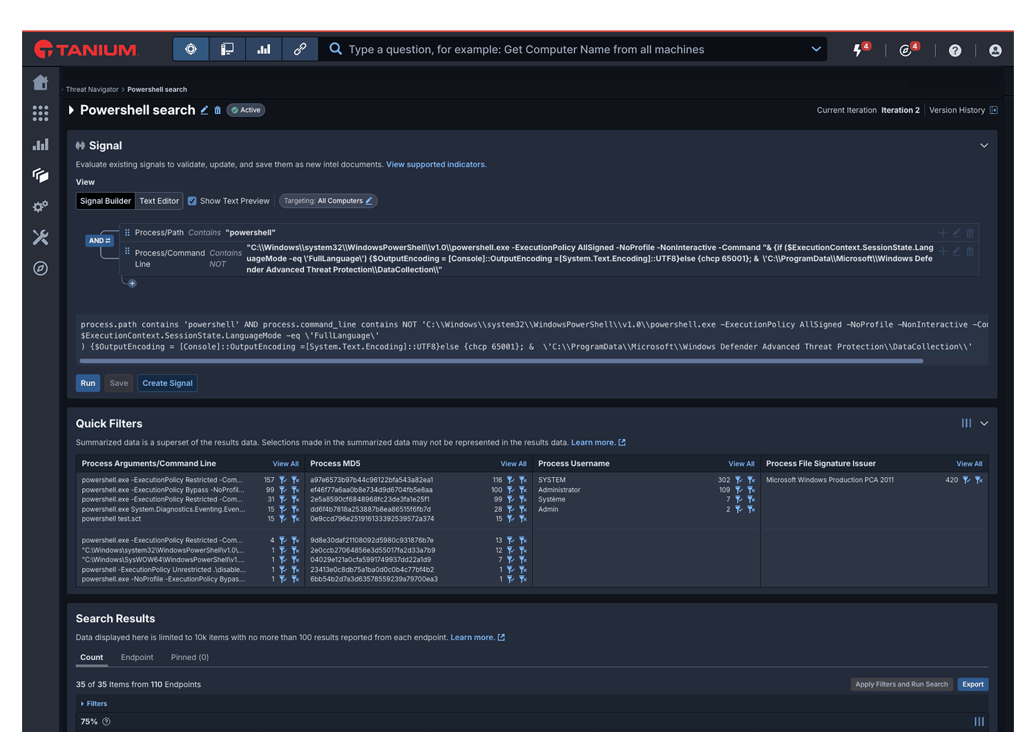 Security Operations screen for mobile