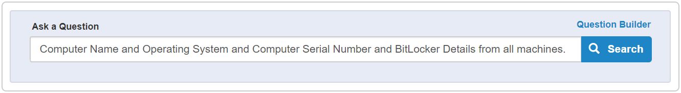 Schermata dell'interfaccia di un generatore di query per la ricerca di nomi di computer, sistemi operativi e numeri di serie