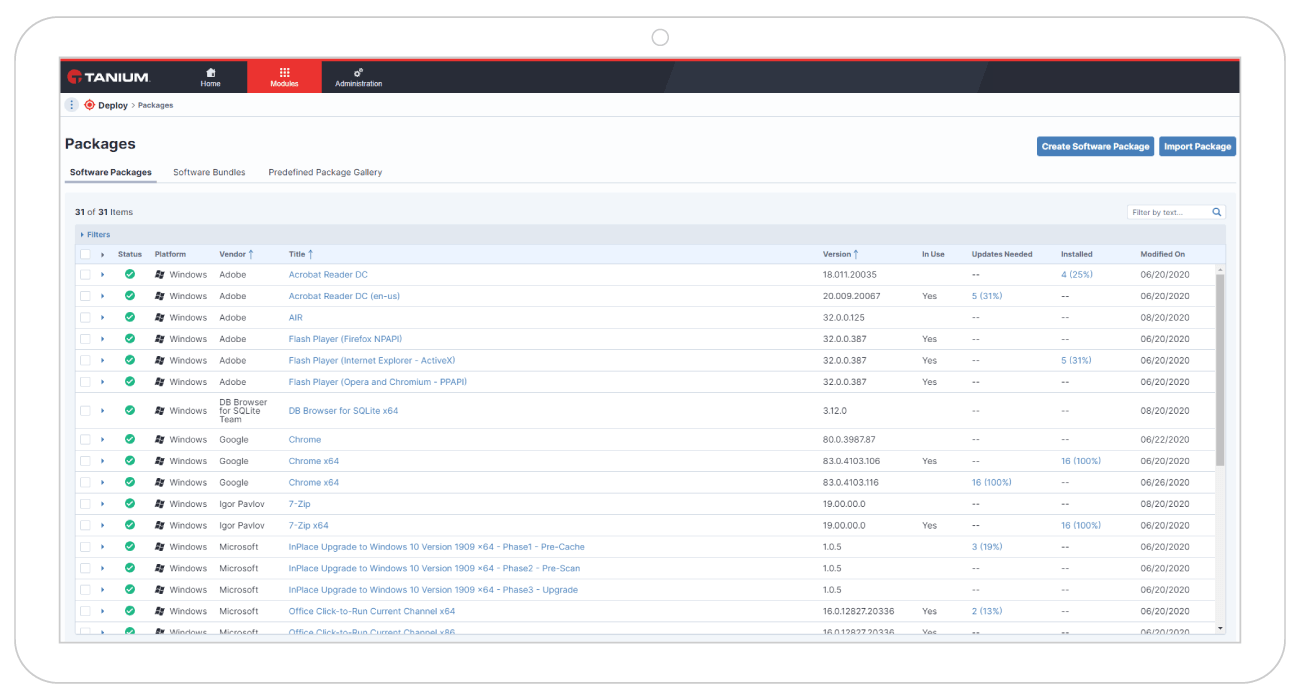 Workbench per la gestione dei pacchetti software