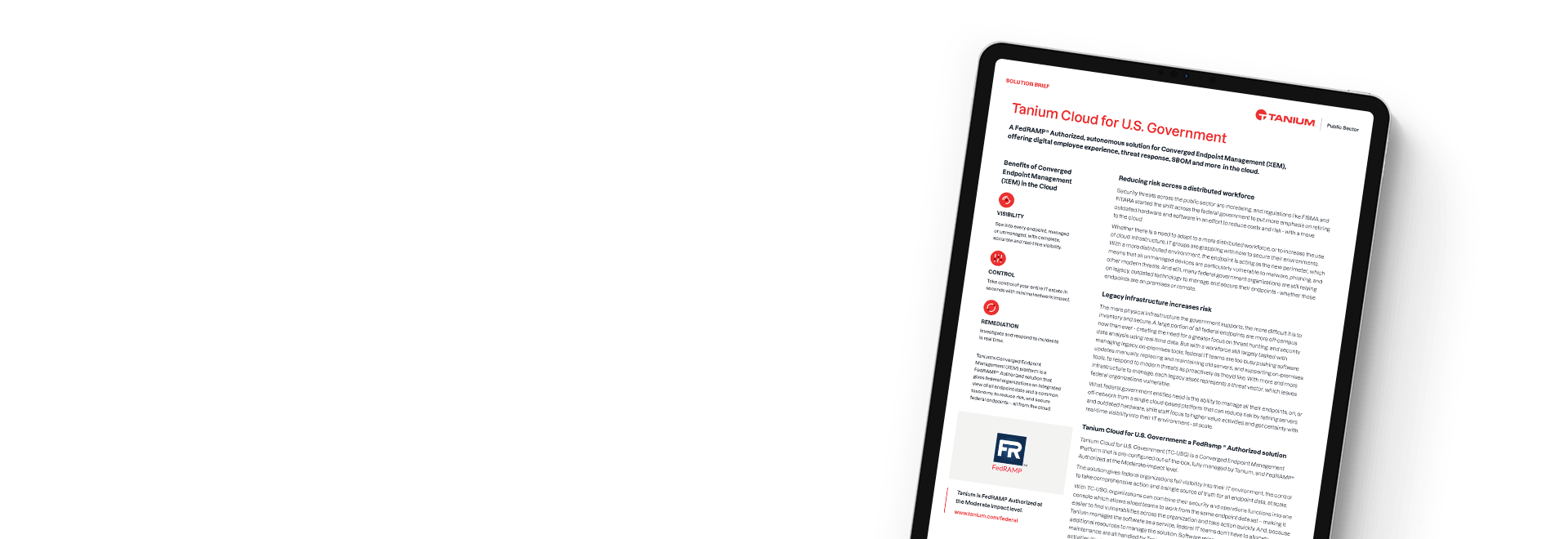 Datasheet di Tanium Live UI per ServiceNow su tablet