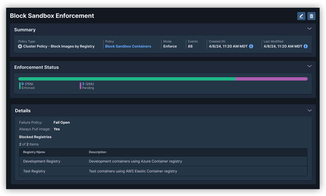 Applicazione delle policy di runtime