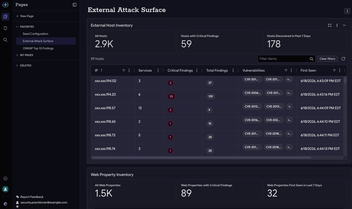 Tanium External Attack Surface Management dashboard
