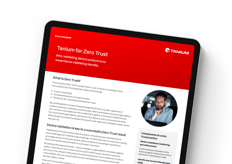 Immagine in evidenza mobile. Sintesi della soluzione Tanium for Zero Trust
