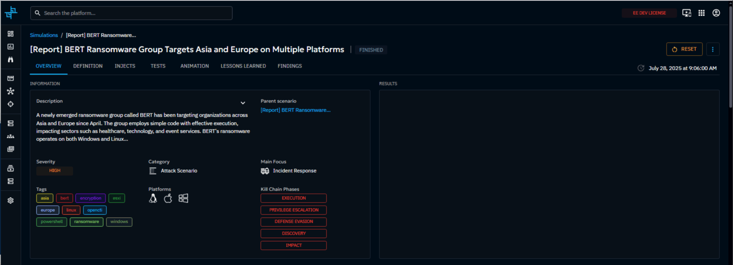 Figura 3: OpenBAS consente agli utenti di acquisire i rapporti sulle minacce provenienti da OpenCTI e di creare simulazioni di attacchi basate sui modelli di attacco identificati nella Threat Intelligence