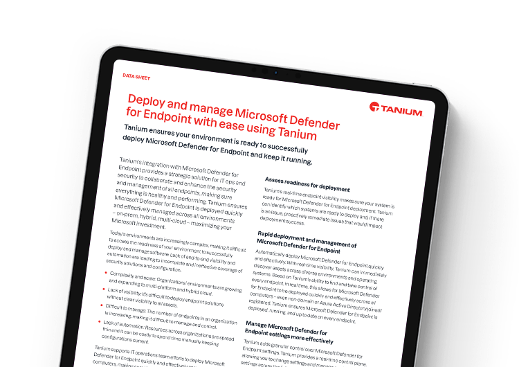 Distribuisci e gestisci Microsoft Defender for Endpoint con facilità utilizzando Tanium