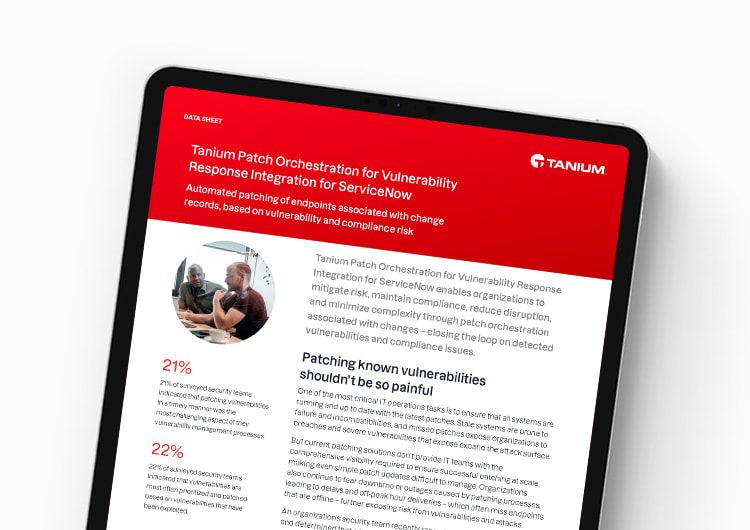 Tanium Patch Orchestration per l'integrazione Vulnerability Response per ServiceNow