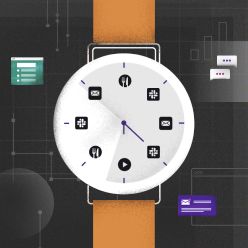 Illustrazione di un'icona raffigurante uno smartwatch con monitoraggio della sicurezza