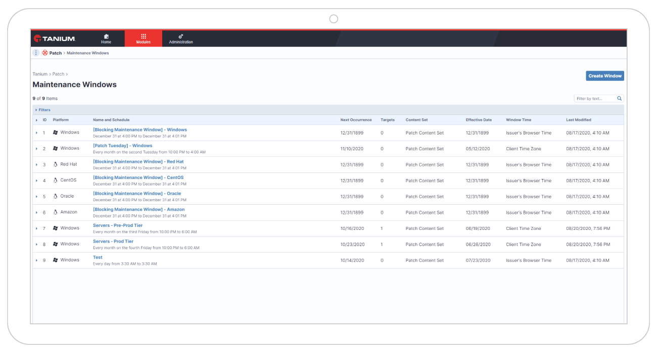 Pianificazione personalizzata dei cicli di patch e dei workflow