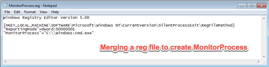 Windows Editor del Registro di sistema che mostra il processo di creazione di un file di unione del Registro di sistema